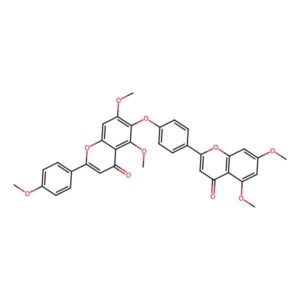 2D Structure of 6-[4-(5,7-Dimethoxy-4-oxo-4H-1-benzopyran-2-yl)phenoxy]-5,7-dimethoxy-2-(4-methoxyphenyl)-4H-1-benzopyran-4-one