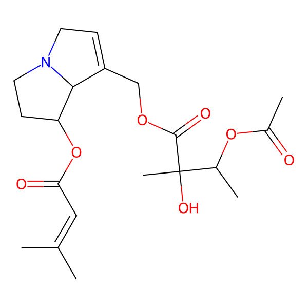 2D Structure of [(7R,8R)-7-(3-methylbut-2-enoyloxy)-5,6,7,8-tetrahydro-3H-pyrrolizin-1-yl]methyl (2S,3S)-3-acetyloxy-2-hydroxy-2-methylbutanoate