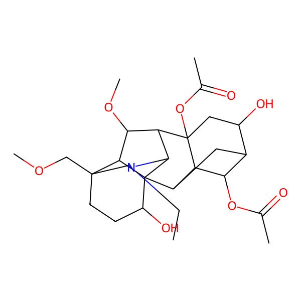 2D Structure of [8-Acetyloxy-11-ethyl-6,16-dihydroxy-18-methoxy-13-(methoxymethyl)-11-azahexacyclo[7.7.2.12,5.01,10.03,8.013,17]nonadecan-4-yl] acetate
