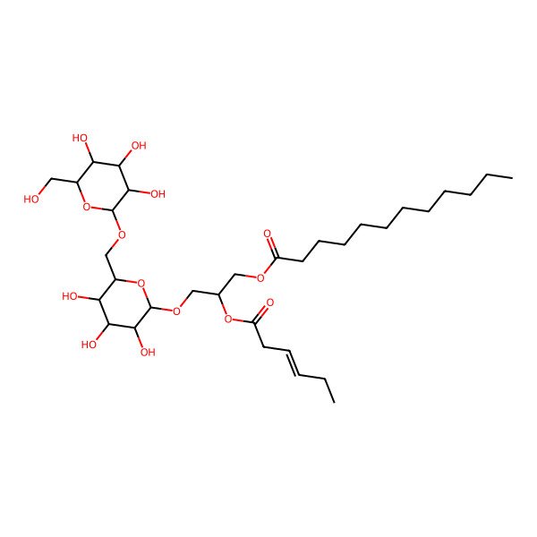 2D Structure of [2-Hex-3-enoyloxy-3-[3,4,5-trihydroxy-6-[[3,4,5-trihydroxy-6-(hydroxymethyl)oxan-2-yl]oxymethyl]oxan-2-yl]oxypropyl] dodecanoate