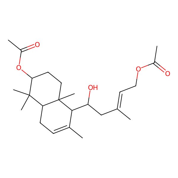2D Structure of [5-(6-Acetyloxy-2,5,5,8a-tetramethyl-1,4,4a,6,7,8-hexahydronaphthalen-1-yl)-5-hydroxy-3-methylpent-2-enyl] acetate