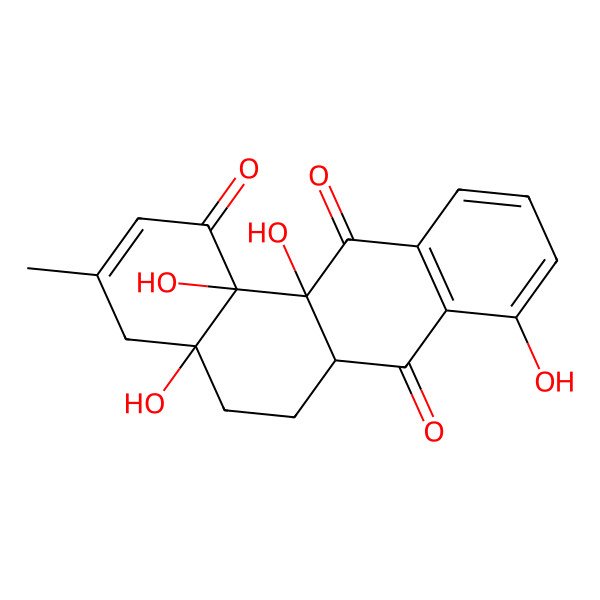 2D Structure of (4aS,6aR,12aS,12bR)-4a,8,12a,12b-tetrahydroxy-3-methyl-4,5,6,6a-tetrahydrobenzo[a]anthracene-1,7,12-trione