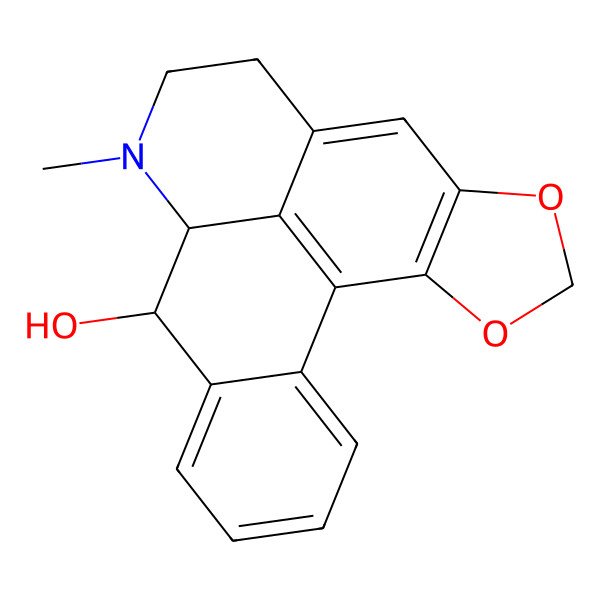 2D Structure of (12R,13S)-11-methyl-3,5-dioxa-11-azapentacyclo[10.7.1.02,6.08,20.014,19]icosa-1(20),2(6),7,14,16,18-hexaen-13-ol