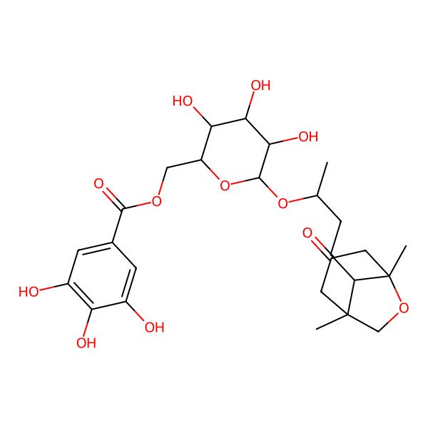 2D Structure of [6-[4-(1,5-Dimethyl-3-oxo-6-oxabicyclo[3.2.1]octan-8-yl)butan-2-yloxy]-3,4,5-trihydroxyoxan-2-yl]methyl 3,4,5-trihydroxybenzoate