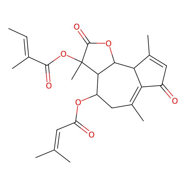 2D Structure of [(3S,3aR,4S,9aR,9bS)-3,6,9-trimethyl-4-(3-methylbut-2-enoyloxy)-2,7-dioxo-4,5,9a,9b-tetrahydro-3aH-azuleno[4,5-b]furan-3-yl] (Z)-2-methylbut-2-enoate