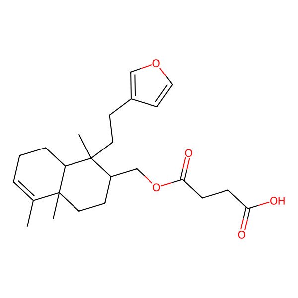 2D Structure of 4-[[1-[2-(Furan-3-yl)ethyl]-1,4a,5-trimethyl-2,3,4,7,8,8a-hexahydronaphthalen-2-yl]methoxy]-4-oxobutanoic acid