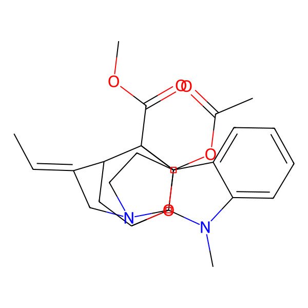 2D Structure of methyl (1R,2S,10S,15E,16S,17R,18R)-18-acetyloxy-15-ethylidene-3-methyl-19-oxa-3,13-diazahexacyclo[14.3.1.02,10.02,13.04,9.010,17]icosa-4,6,8-triene-17-carboxylate