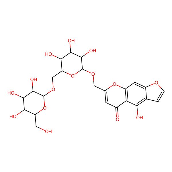 2D Structure of 4-hydroxy-7-[[(2R,3R,4S,5S,6R)-3,4,5-trihydroxy-6-[[(2R,3R,4S,5S,6R)-3,4,5-trihydroxy-6-(hydroxymethyl)oxan-2-yl]oxymethyl]oxan-2-yl]oxymethyl]furo[3,2-g]chromen-5-one