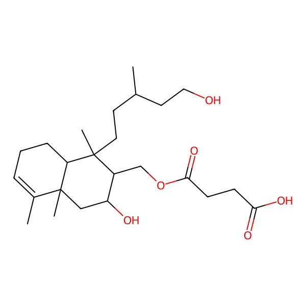 2D Structure of 4-[[3-Hydroxy-1-(5-hydroxy-3-methylpentyl)-1,4a,5-trimethyl-2,3,4,7,8,8a-hexahydronaphthalen-2-yl]methoxy]-4-oxobutanoic acid