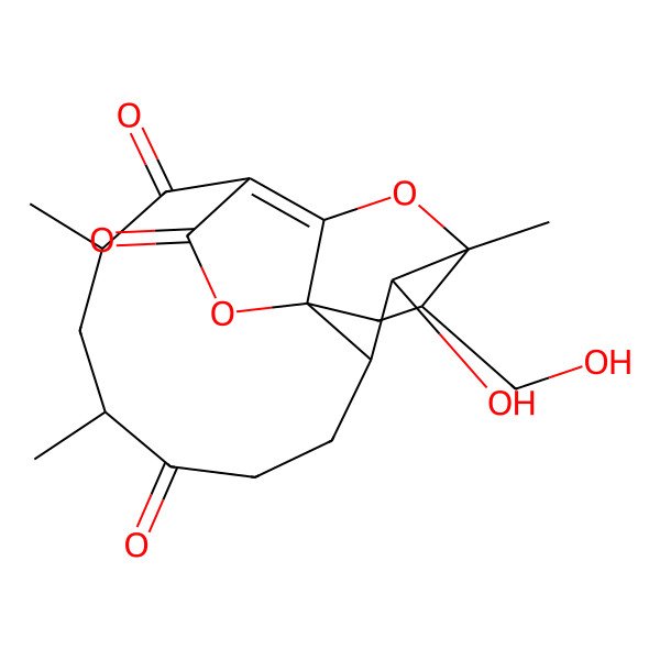 2D Structure of 2-Hydroxy-16-(hydroxymethyl)-1,7,9-trimethyl-13,17-dioxatetracyclo[9.5.2.03,14.014,18]octadec-11(18)-ene-6,10,12-trione