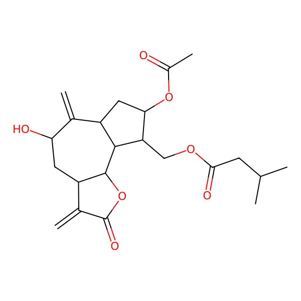 2D Structure of [(3aS,5S,6aR,8S,9R,9aR,9bR)-8-acetyloxy-5-hydroxy-3,6-dimethylidene-2-oxo-4,5,6a,7,8,9,9a,9b-octahydro-3aH-azuleno[8,7-b]furan-9-yl]methyl 3-methylbutanoate