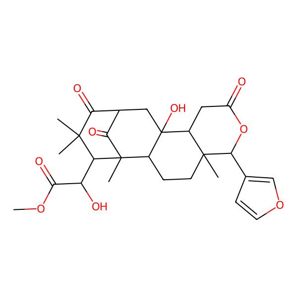 2D Structure of Methyl 2-[6-(furan-3-yl)-11-hydroxy-1,5,15,15-tetramethyl-8,14,17-trioxo-7-oxatetracyclo[11.3.1.02,11.05,10]heptadecan-16-yl]-2-hydroxyacetate