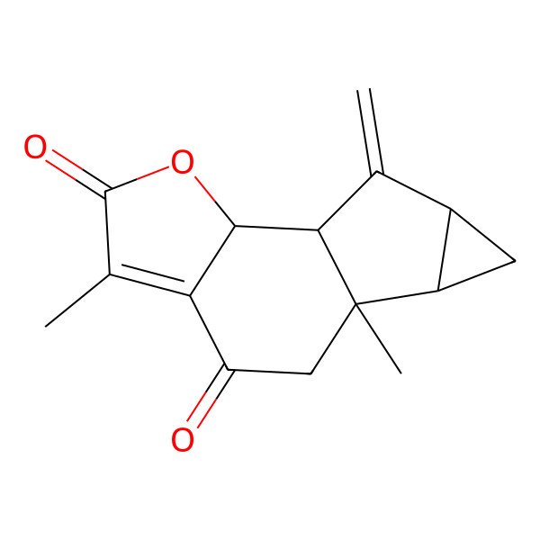 2D Structure of (1S,2R,9S,10R,12S)-5,9-dimethyl-13-methylidene-3-oxatetracyclo[7.4.0.02,6.010,12]tridec-5-ene-4,7-dione
