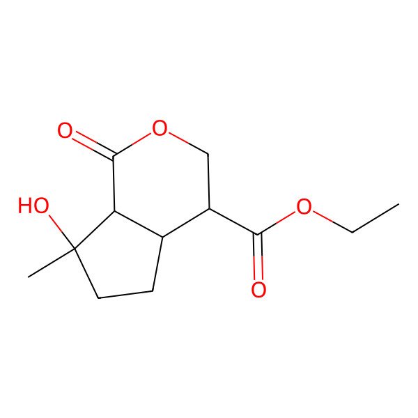 2D Structure of ethyl (4R,4aR,7S,7aS)-7-hydroxy-7-methyl-1-oxo-3,4,4a,5,6,7a-hexahydrocyclopenta[c]pyran-4-carboxylate