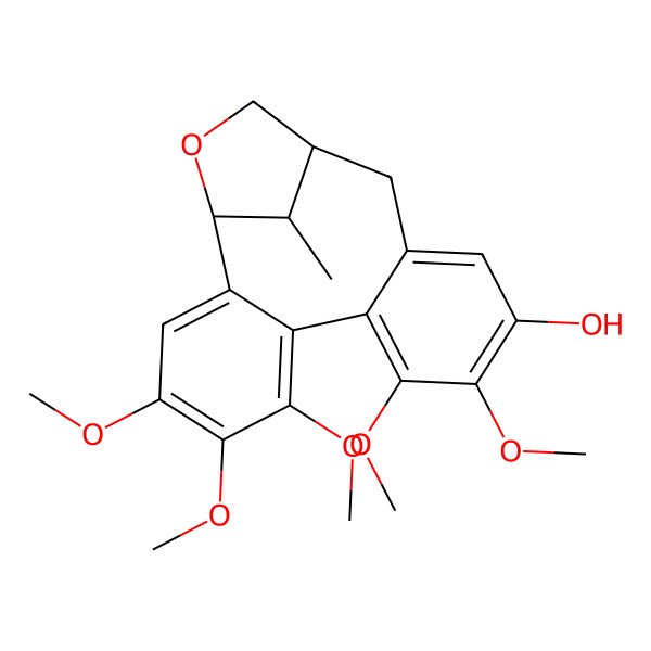 2D Structure of 4,5,6,9,10-Pentamethoxy-18-methyl-17-oxatetracyclo[13.2.1.02,7.08,13]octadeca-2,4,6,8,10,12-hexaen-11-ol