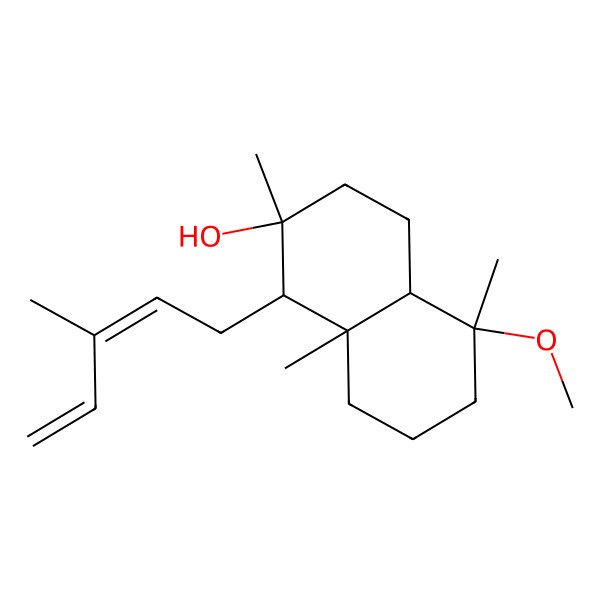 2D Structure of (1S,2S,4aS,5S,8aS)-5-methoxy-2,5,8a-trimethyl-1-[(2E)-3-methylpenta-2,4-dienyl]-3,4,4a,6,7,8-hexahydro-1H-naphthalen-2-ol