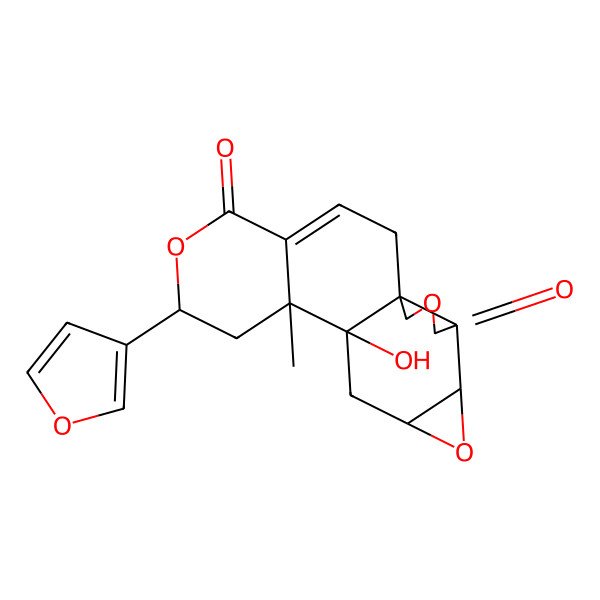 2D Structure of 7-(Furan-3-yl)-10-hydroxy-9-methyl-6,13,17-trioxapentacyclo[8.8.0.01,15.04,9.012,14]octadec-3-ene-5,16-dione