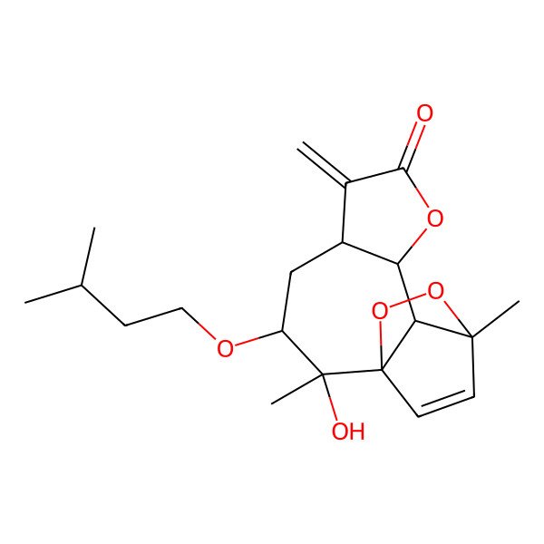 2D Structure of (1S,2R,3R,5S,9S,10S,11R)-2-hydroxy-2,11-dimethyl-3-(3-methylbutoxy)-6-methylidene-8,12,13-trioxatetracyclo[9.2.2.01,10.05,9]pentadec-14-en-7-one