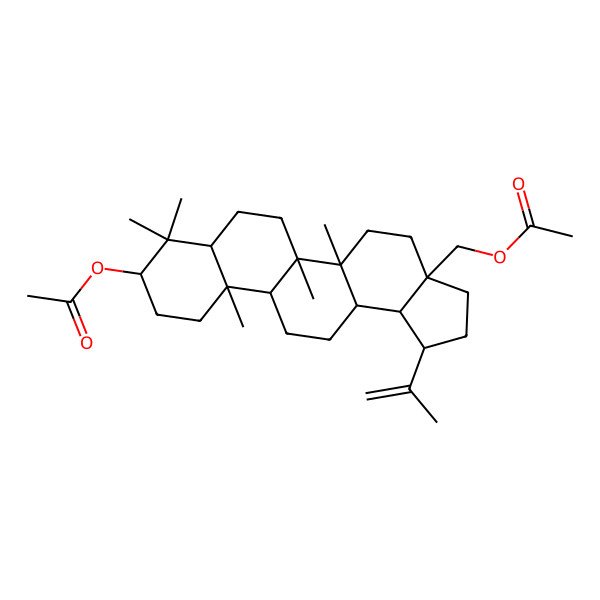 2D Structure of (9-Acetyloxy-5a,5b,8,8,11a-pentamethyl-1-prop-1-en-2-yl-1,2,3,4,5,6,7,7a,9,10,11,11b,12,13,13a,13b-hexadecahydrocyclopenta[a]chrysen-3a-yl)methyl acetate
