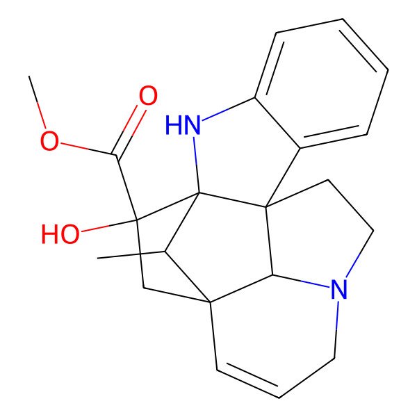 2D Structure of Methyl 10-hydroxy-20-methyl-8,16-diazahexacyclo[10.6.1.19,12.01,9.02,7.016,19]icosa-2,4,6,13-tetraene-10-carboxylate