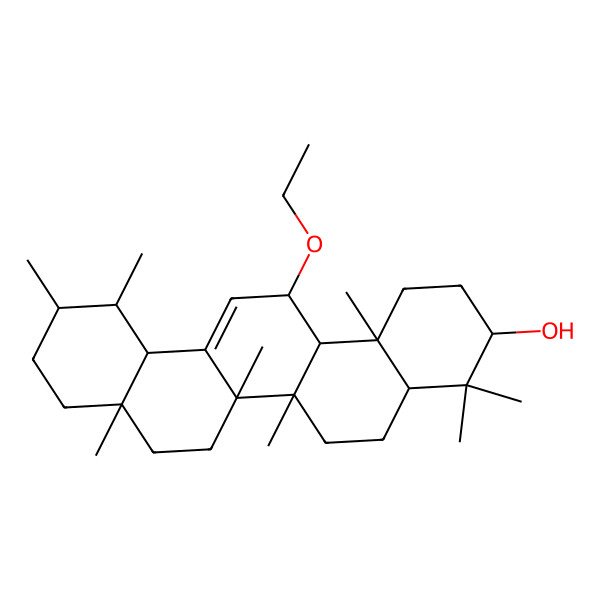 2D Structure of (3S,6aR,6bS,8aR,11R,12S,14R,14bS)-14-ethoxy-4,4,6a,6b,8a,11,12,14b-octamethyl-2,3,4a,5,6,7,8,9,10,11,12,12a,14,14a-tetradecahydro-1H-picen-3-ol