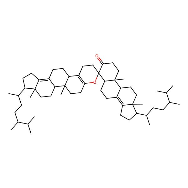 2D Structure of (1R,2R,5R,5'R,6R,9'R,10'R,13R,13'R,17S,17'R)-6,17'-bis[(2R,5R)-5,6-dimethylheptan-2-yl]-1,5,10',13'-tetramethylspiro[18-oxapentacyclo[11.8.0.02,10.05,9.014,19]henicosa-9,14(19)-diene-17,4'-2,5,6,7,9,11,12,15,16,17-decahydro-1H-cyclopenta[a]phenanthrene]-3'-one