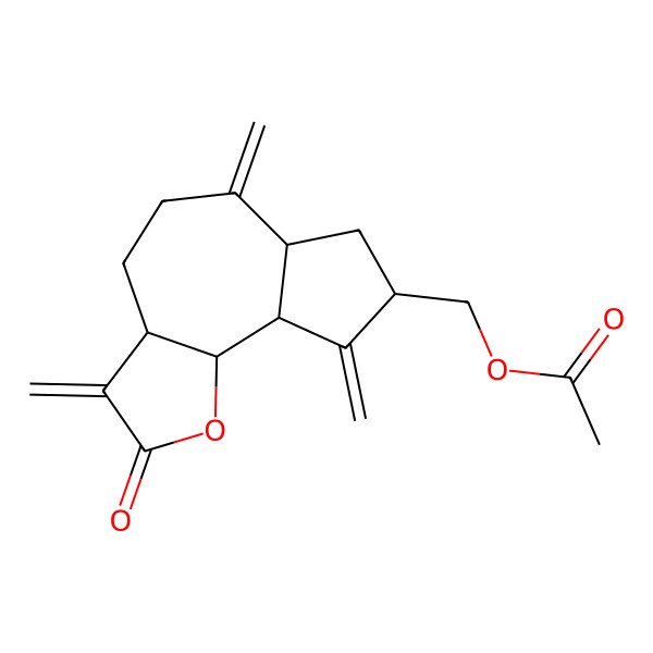 2D Structure of [(3aS,6aR,8S,9aR,9bS)-3,6,9-trimethylidene-2-oxo-3a,4,5,6a,7,8,9a,9b-octahydroazuleno[4,5-b]furan-8-yl]methyl acetate