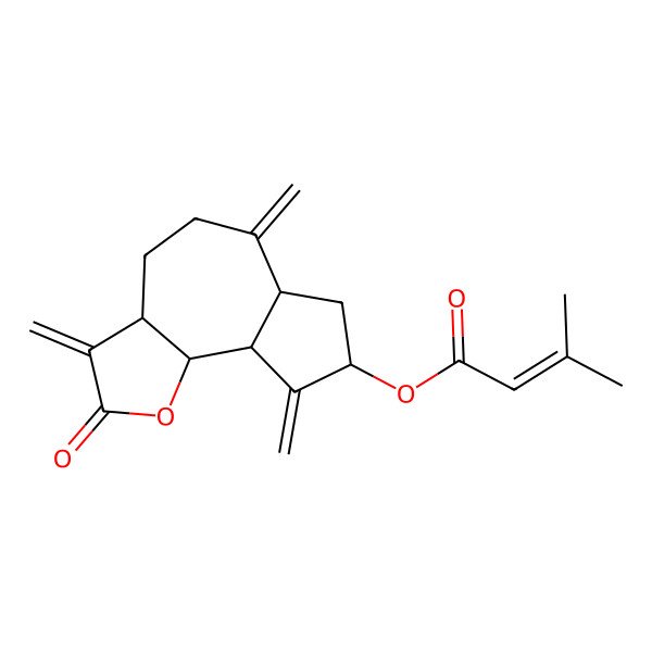 2D Structure of [(3aR,6aS,8S,9aS,9bS)-3,6,9-trimethylidene-2-oxo-3a,4,5,6a,7,8,9a,9b-octahydroazuleno[4,5-b]furan-8-yl] 3-methylbut-2-enoate