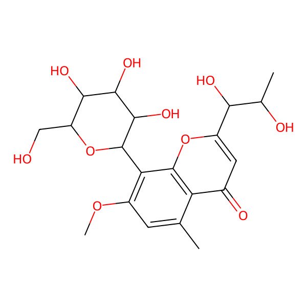 2D Structure of 2-[(1R,2R)-1,2-dihydroxypropyl]-7-methoxy-5-methyl-8-[(2S,3R,4R,5R,6R)-3,4,5-trihydroxy-6-(hydroxymethyl)oxan-2-yl]chromen-4-one