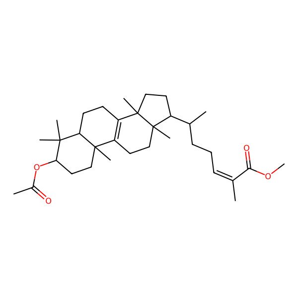 2D Structure of methyl 6-(3-acetyloxy-4,4,10,13,14-pentamethyl-2,3,5,6,7,11,12,15,16,17-decahydro-1H-cyclopenta[a]phenanthren-17-yl)-2-methylhept-2-enoate