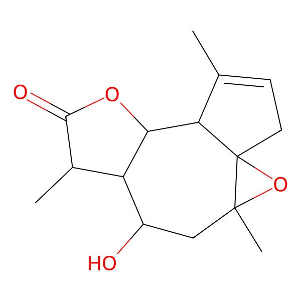 2D Structure of (1R,3S,5S,6R,7S,10S,11R)-5-hydroxy-3,7,12-trimethyl-2,9-dioxatetracyclo[9.3.0.01,3.06,10]tetradec-12-en-8-one