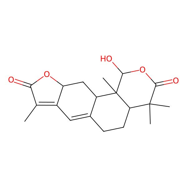 2D Structure of (1R,4aS,10aR,11aR,11bS)-1-hydroxy-4,4,8,11b-tetramethyl-4a,5,6,10a,11,11a-hexahydro-1H-[1]benzofuro[5,6-h]isochromene-3,9-dione