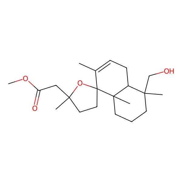 2D Structure of methyl 2-[(2'S,4S,4aS,8R,8aS)-4-(hydroxymethyl)-2',4,7,8a-tetramethylspiro[2,3,4a,5-tetrahydro-1H-naphthalene-8,5'-oxolane]-2'-yl]acetate