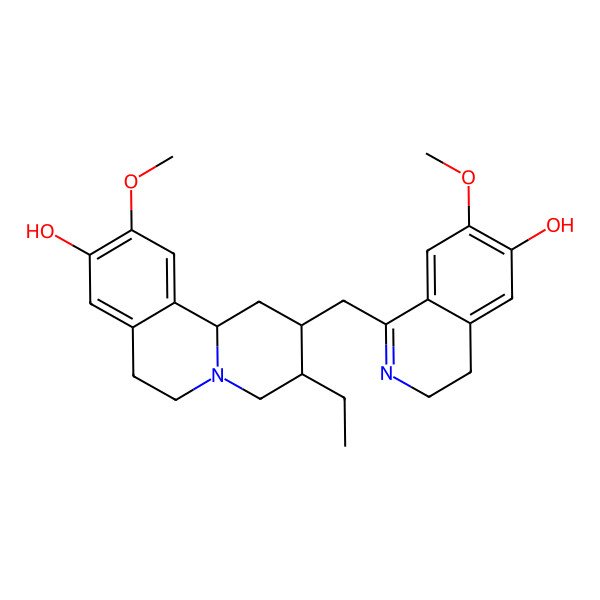 2D Structure of 3-ethyl-2-[(6-hydroxy-7-methoxy-3,4-dihydroisoquinolin-1-yl)methyl]-10-methoxy-2,3,4,6,7,11b-hexahydro-1H-benzo[a]quinolizin-9-ol