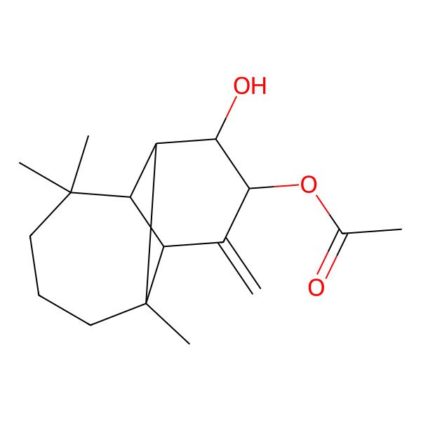 2D Structure of [(1R,2S,7R,8S,9R,10R)-9-hydroxy-2,6,6-trimethyl-11-methylidene-10-tricyclo[5.4.0.02,8]undecanyl] acetate