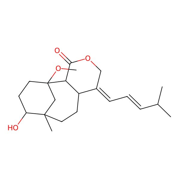 2D Structure of (1R,2R,6E,7S,10S,11R)-11-hydroxy-1-methoxy-10-methyl-6-[(E)-4-methylpent-2-enylidene]-4-oxatricyclo[8.3.1.02,7]tetradecan-3-one