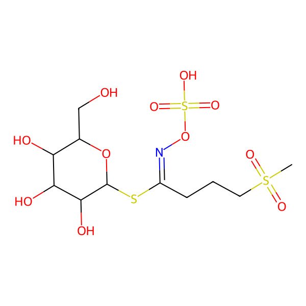 2D Structure of [(2R,3R,4R,5R,6S)-3,4,5-trihydroxy-6-(hydroxymethyl)oxan-2-yl] (1E)-4-methylsulfonyl-N-sulfooxybutanimidothioate