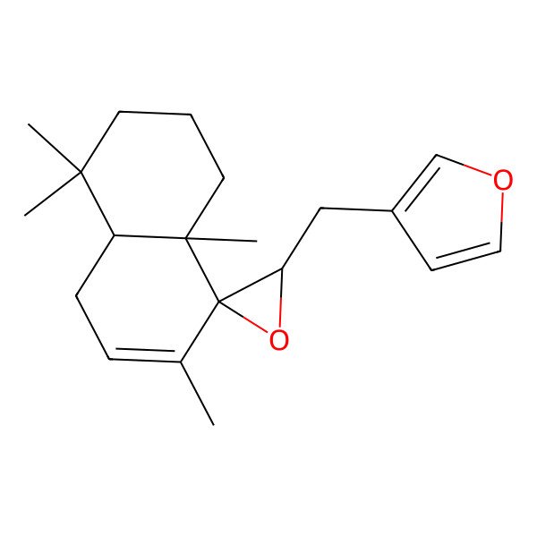 2D Structure of (3'S,4aS,8R,8aS)-3'-(furan-3-ylmethyl)-4,4,7,8a-tetramethylspiro[2,3,4a,5-tetrahydro-1H-naphthalene-8,2'-oxirane]