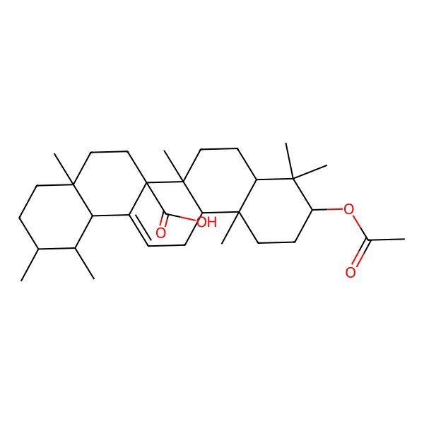 2D Structure of 10-acetyloxy-1,2,4a,6b,9,9,12a-heptamethyl-2,3,4,5,6,6a,7,8,8a,10,11,12,13,14b-tetradecahydro-1H-picene-6a-carboxylic acid