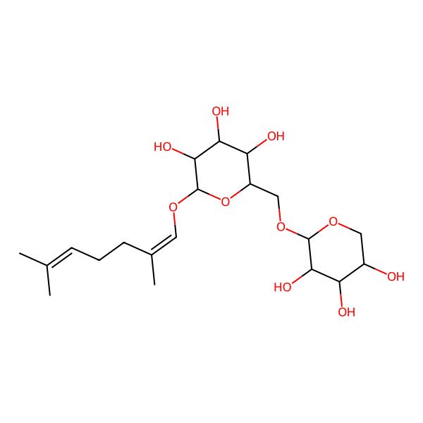 2D Structure of (2R,3R,4S,5S,6R)-2-[(1Z)-2,6-dimethylhepta-1,5-dienoxy]-6-[[(2S,3R,4S,5S)-3,4,5-trihydroxyoxan-2-yl]oxymethyl]oxane-3,4,5-triol