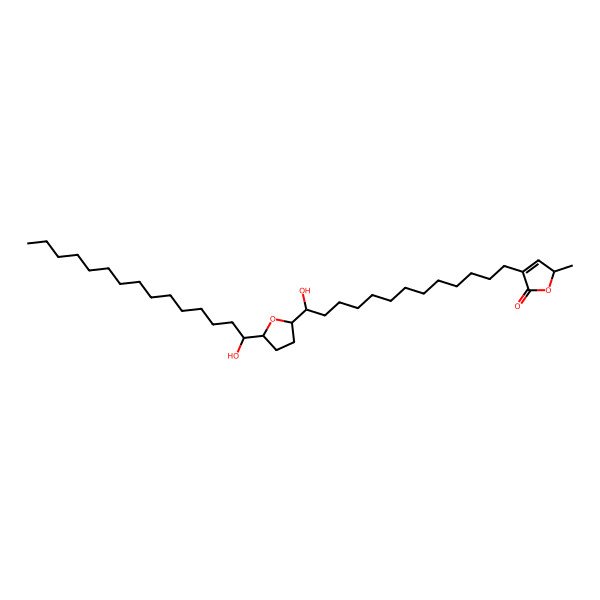 2D Structure of (2S)-4-[(13S)-13-hydroxy-13-[(2R,5S)-5-[(1R)-1-hydroxypentadecyl]oxolan-2-yl]tridecyl]-2-methyl-2H-furan-5-one