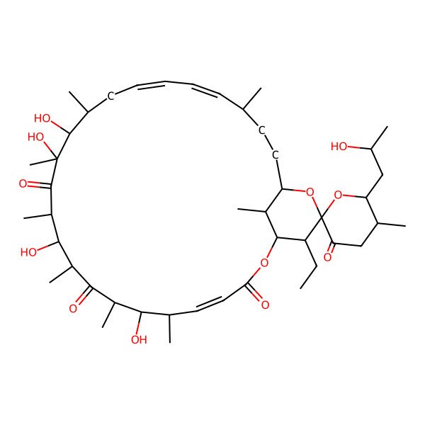 2D Structure of (1S,4E,5'S,6S,6'R,7R,8S,10R,11R,12R,14S,15S,16S,18E,20E,22R,25S,27S,28R,29S)-28-ethyl-7,11,14,15-tetrahydroxy-6'-[(2S)-2-hydroxypropyl]-5',6,8,10,12,14,16,22,29-nonamethylspiro[2,26-dioxabicyclo[23.3.1]nonacosa-4,18,20-triene-27,2'-oxane]-3,3',9,13-tetrone