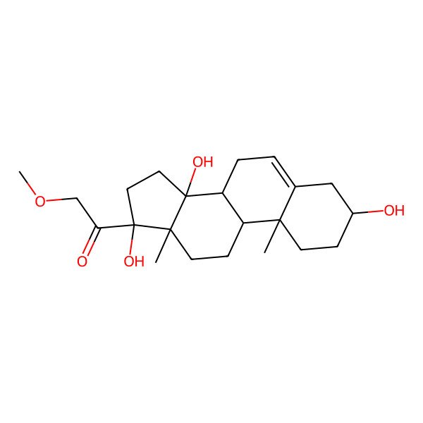 2D Structure of 2-methoxy-1-[(3S,8R,9S,10R,13S,14S,17S)-3,14,17-trihydroxy-10,13-dimethyl-2,3,4,7,8,9,11,12,15,16-decahydro-1H-cyclopenta[a]phenanthren-17-yl]ethanone