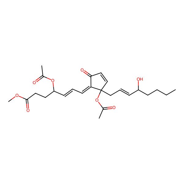 2D Structure of methyl (4S,7E)-4-acetyloxy-7-[(2S)-2-acetyloxy-2-[(4R)-4-hydroxyoct-2-enyl]-5-oxocyclopent-3-en-1-ylidene]hept-5-enoate