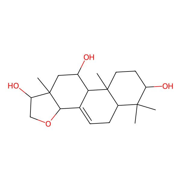 2D Structure of (1S,3aR,5aR,7R,9aS,9bR,10R,11aR)-6,6,9a,11a-tetramethyl-2,3a,5,5a,7,8,9,9b,10,11-decahydro-1H-naphtho[1,2-g][1]benzofuran-1,7,10-triol