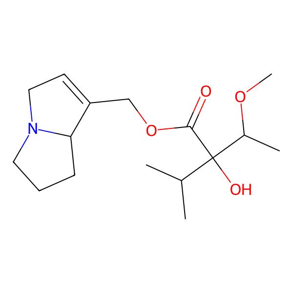 2D Structure of Butanoic acid, 2-hydroxy-2-(1-methoxyethyl)-3-methyl-, (2,3,5,7a-tetrahydro-1H-pyrrolizin-7-yl)methyl ester, (7aS-(7(2R*(S*)),7aR*))- 2D Structure of Butanoic acid, 2-hydroxy-2-(1-methoxyethyl)-3-methyl-, (2,3,5,7a-tetrahydro-1H-pyrrolizin-7-yl)methyl ester, (7aS-(7(2R*(S*)),7aR*))-