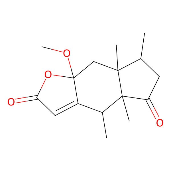 2D Structure of (4R,4aS,7R,7aS,8aR)-8a-methoxy-4,4a,7,7a-tetramethyl-4,6,7,8-tetrahydrocyclopenta[f][1]benzofuran-2,5-dione