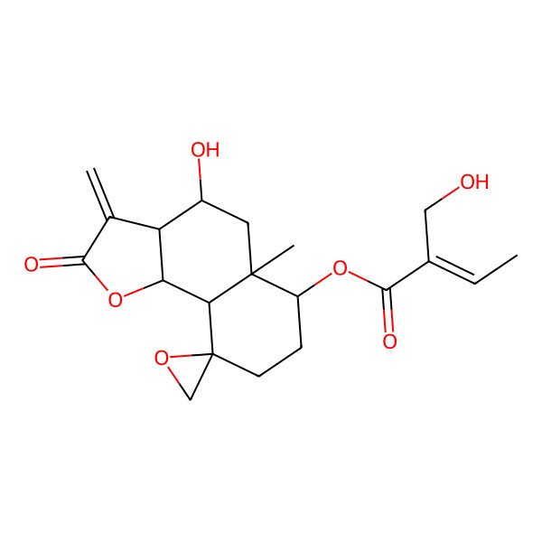 2D Structure of [(3aR,4S,5aR,6S,9R,9aS,9bS)-4-hydroxy-5a-methyl-3-methylidene-2-oxospiro[3a,4,5,6,7,8,9a,9b-octahydrobenzo[g][1]benzofuran-9,2'-oxirane]-6-yl] (Z)-2-(hydroxymethyl)but-2-enoate