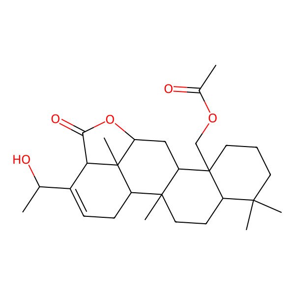 2D Structure of [17-(1-Hydroxyethyl)-2,6,6,20-tetramethyl-15-oxo-14-oxapentacyclo[11.6.1.02,11.05,10.016,20]icos-17-en-10-yl]methyl acetate