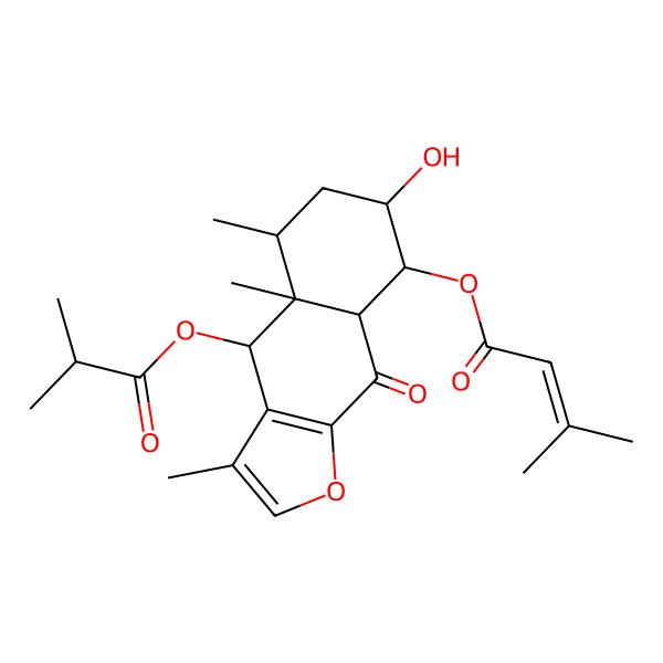 2D Structure of [(4S,4aR,5S,7R,8R,8aS)-7-hydroxy-3,4a,5-trimethyl-4-(2-methylpropanoyloxy)-9-oxo-4,5,6,7,8,8a-hexahydrobenzo[f][1]benzofuran-8-yl] 3-methylbut-2-enoate